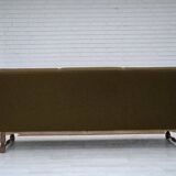 1970s, Danish 3-seater sofa, furniture wool, solid oak wood.