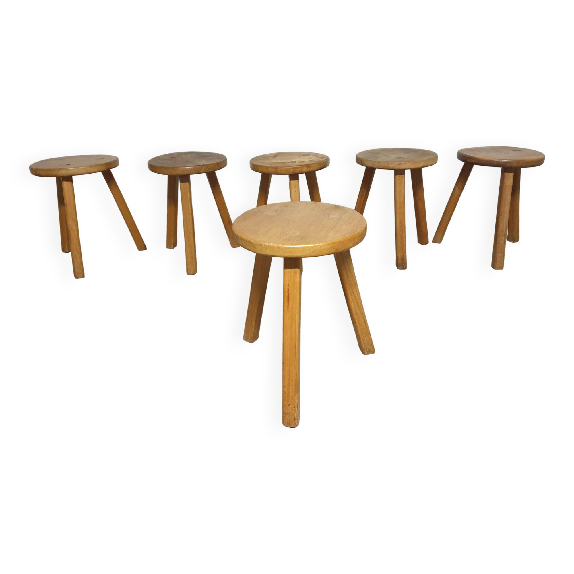 Mid-century wooden tripod stool Le Corbusier