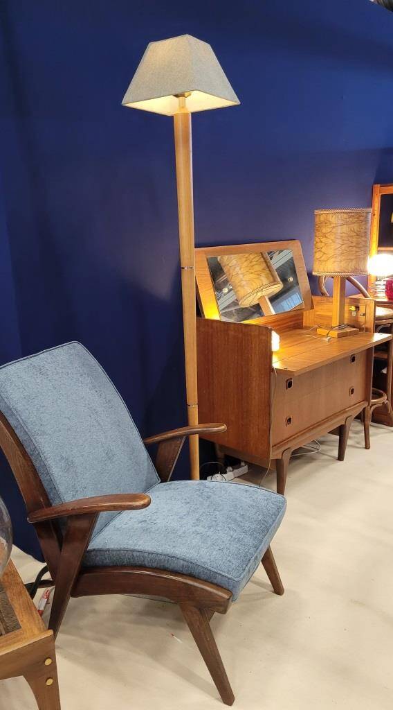 Scandinavian armchair in wood and fabric from the 50s