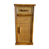 Vintage bedside table, bamboo rattan, late 1970