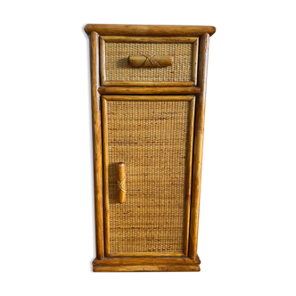 Vintage bedside table, bamboo rattan, late 1970