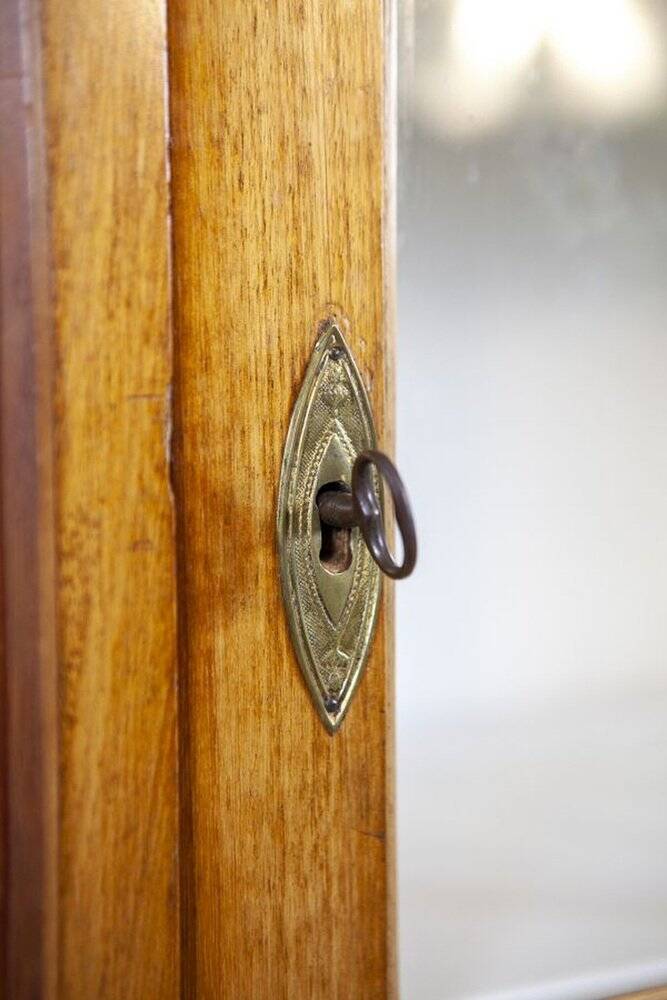 Mid-20th Century Single-Leaf Beech Display Cabinet, 1940s