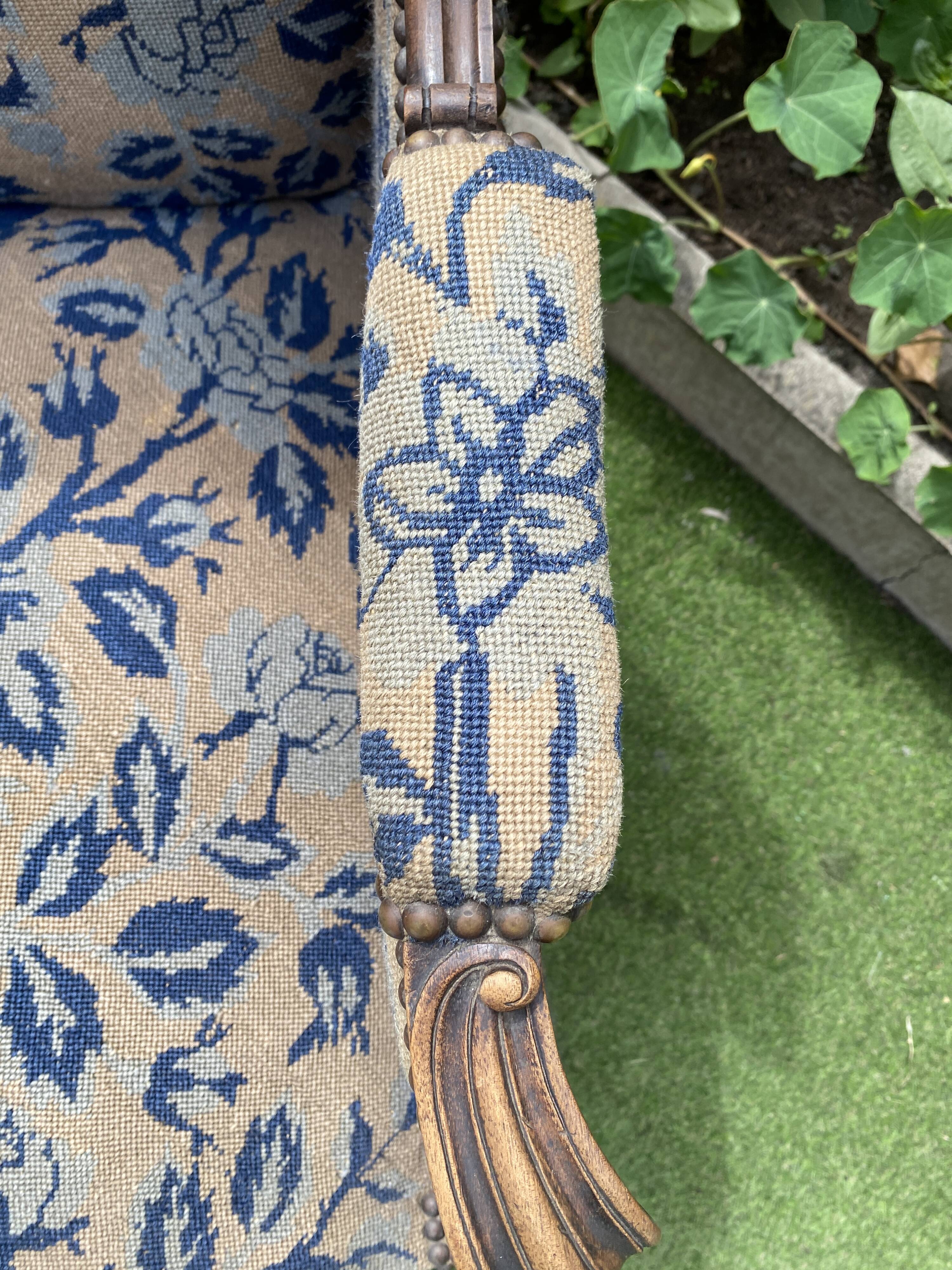 Louis XV style wingback armchair