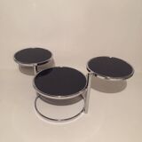 3-plate swivel coffee table in 1970s glass and chrome