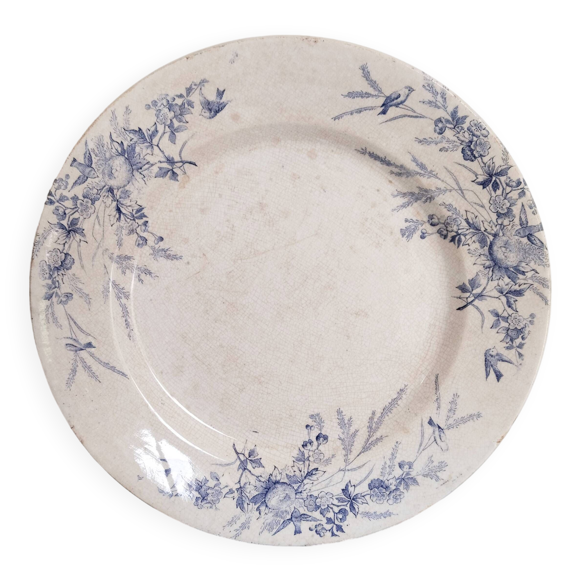Flat plate or serving dish in Creil and Montereau earthenware, Linotte model