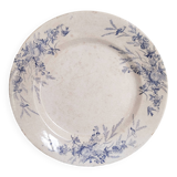 Assiette plate  ou plat de service en faïence Creil et Montereau , modèle Linotte