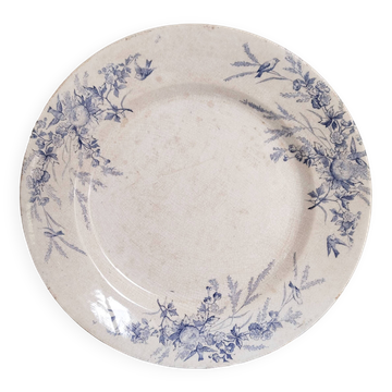 Assiette plate  ou plat de service en faïence Creil et Montereau , modèle Linotte