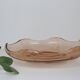 Round pink glass dish, empty pocket or salad bowl, molded glass, art deco