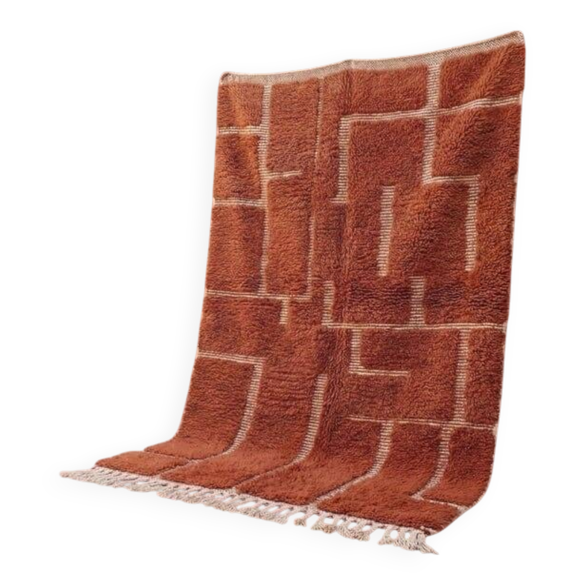 Tapis en laine pure fait main traditionnelle taille 2/3 m