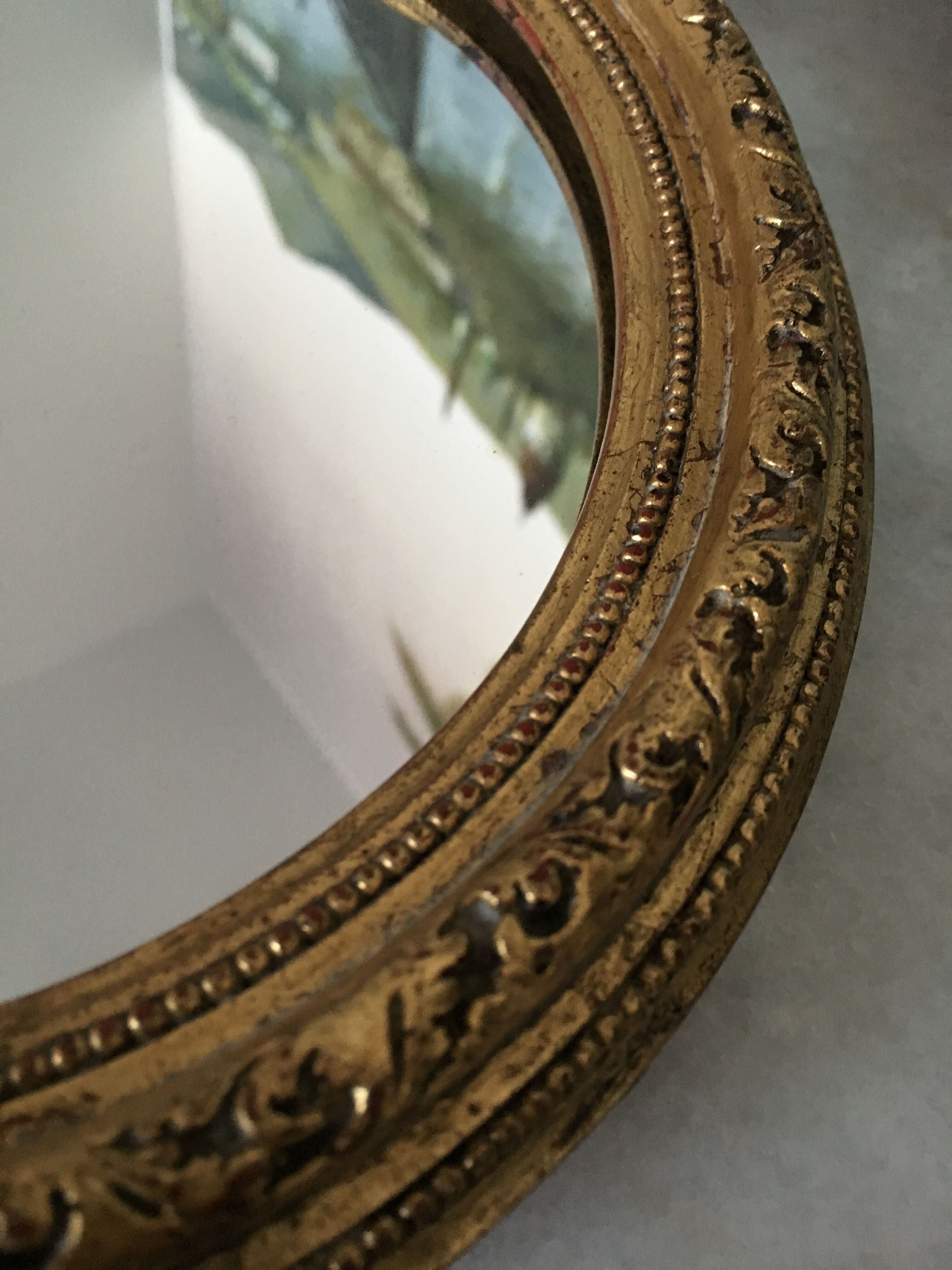 Oval wall mirror frame Golden plaster 22cm