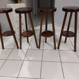 Suite of 4 vintage brutalist bar stools 1960s