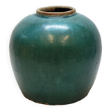 Antique Chinese Ginger Pot 1900 Green Blue Turquoise Enameled Ceramic