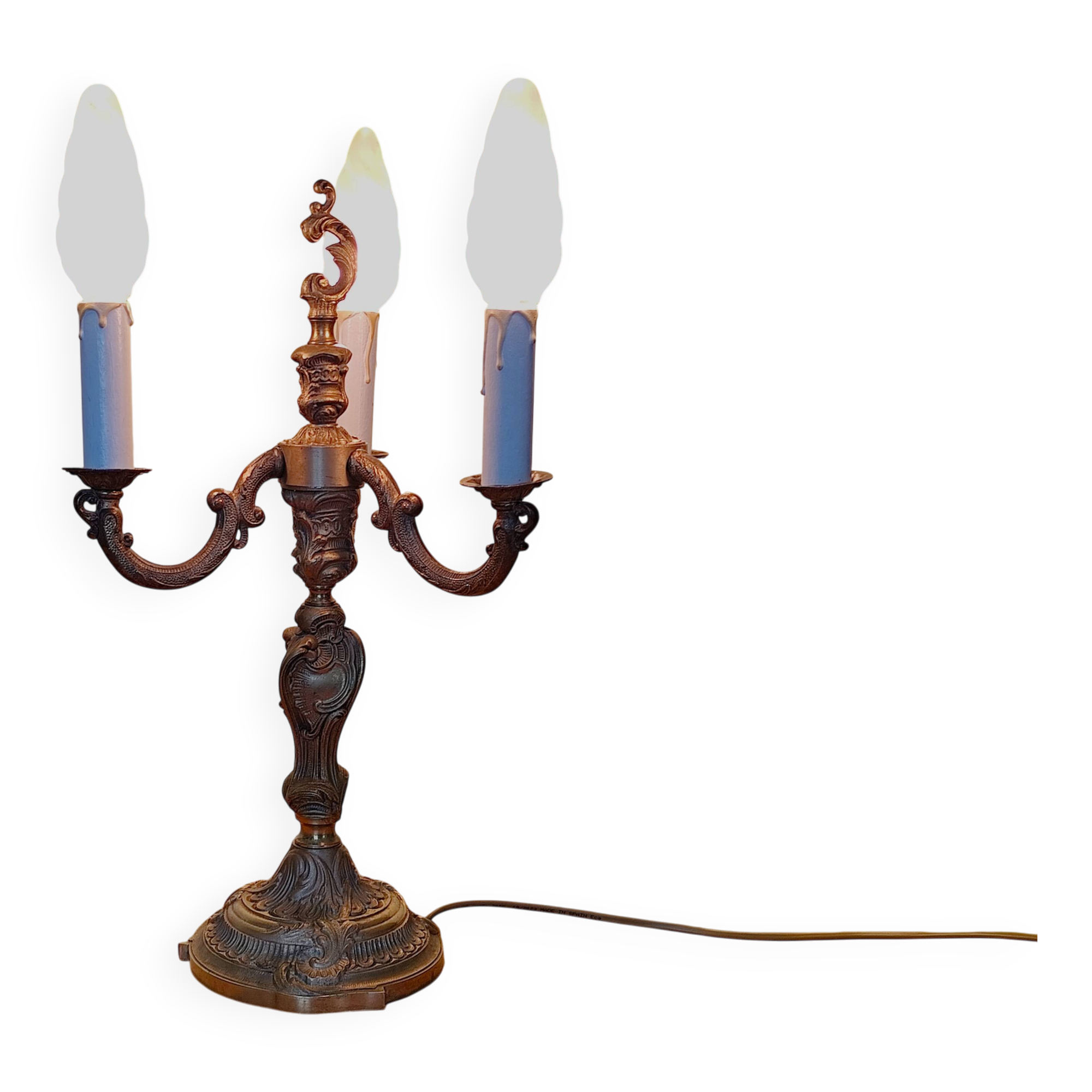 bronze 3-light chandelier, rococo style desk lamp