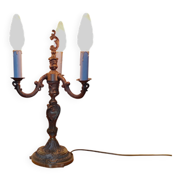 bronze 3-light chandelier, rococo style desk lamp