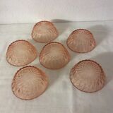 6 pink glass cups, vintage
