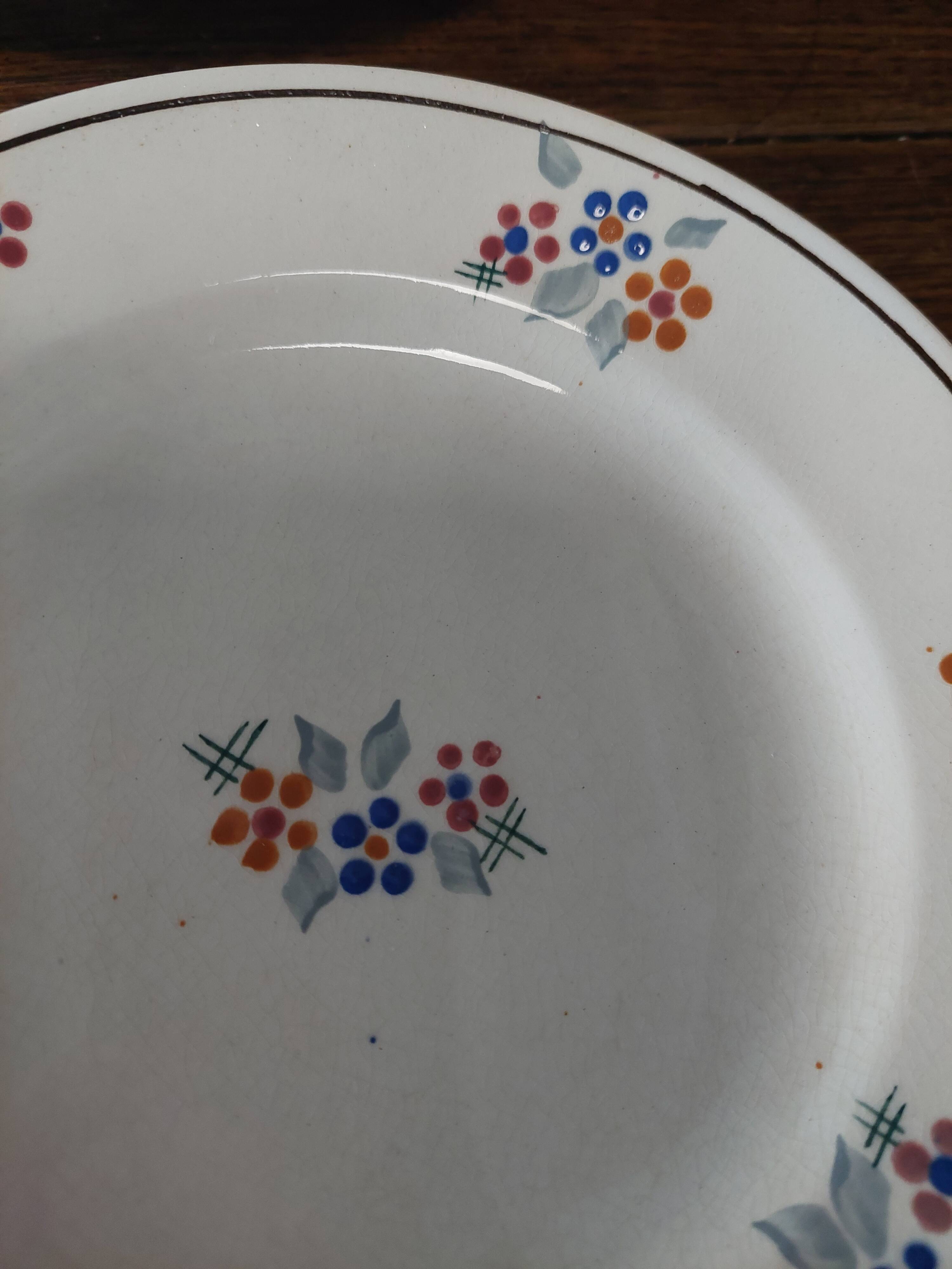 Set of six dessert plates in Saint Amand ironstone earthenware