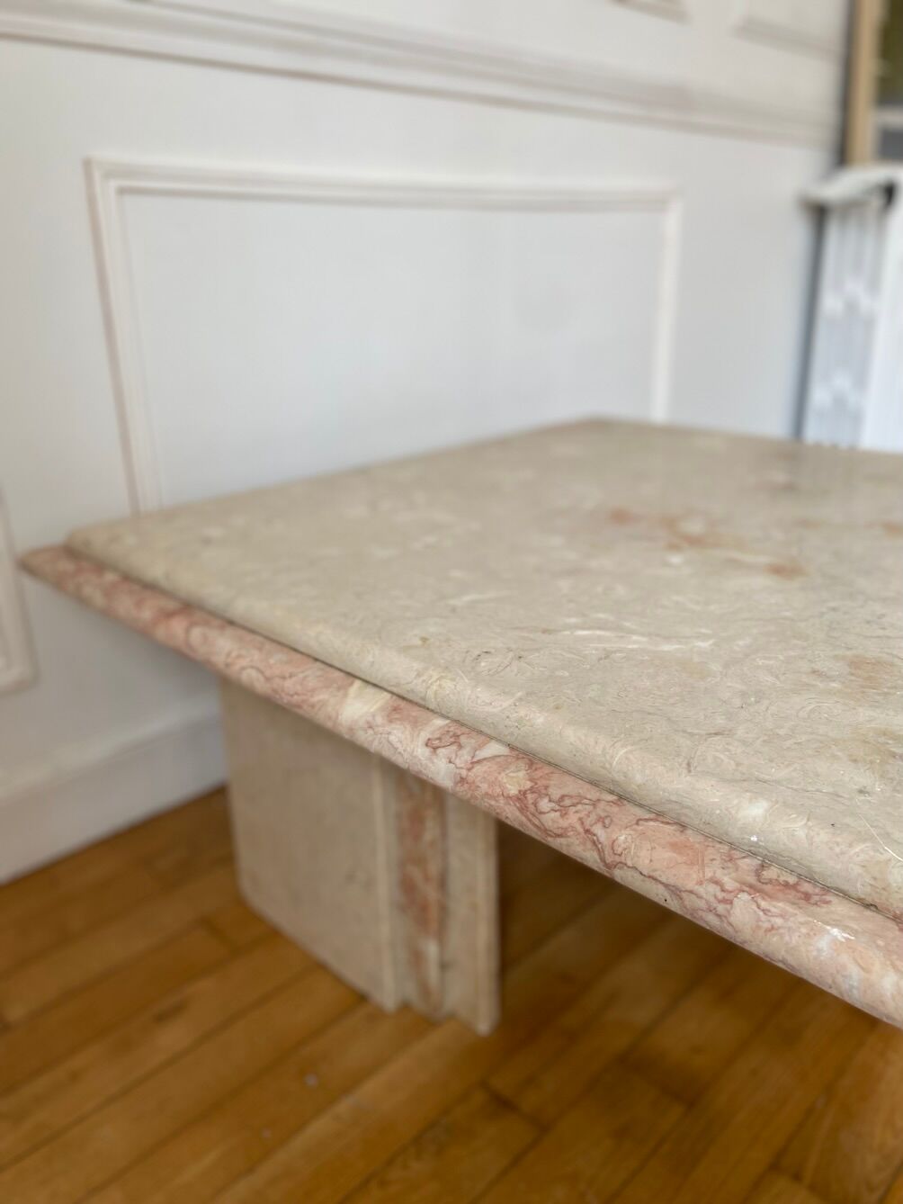 Square coffee table in vintage marble