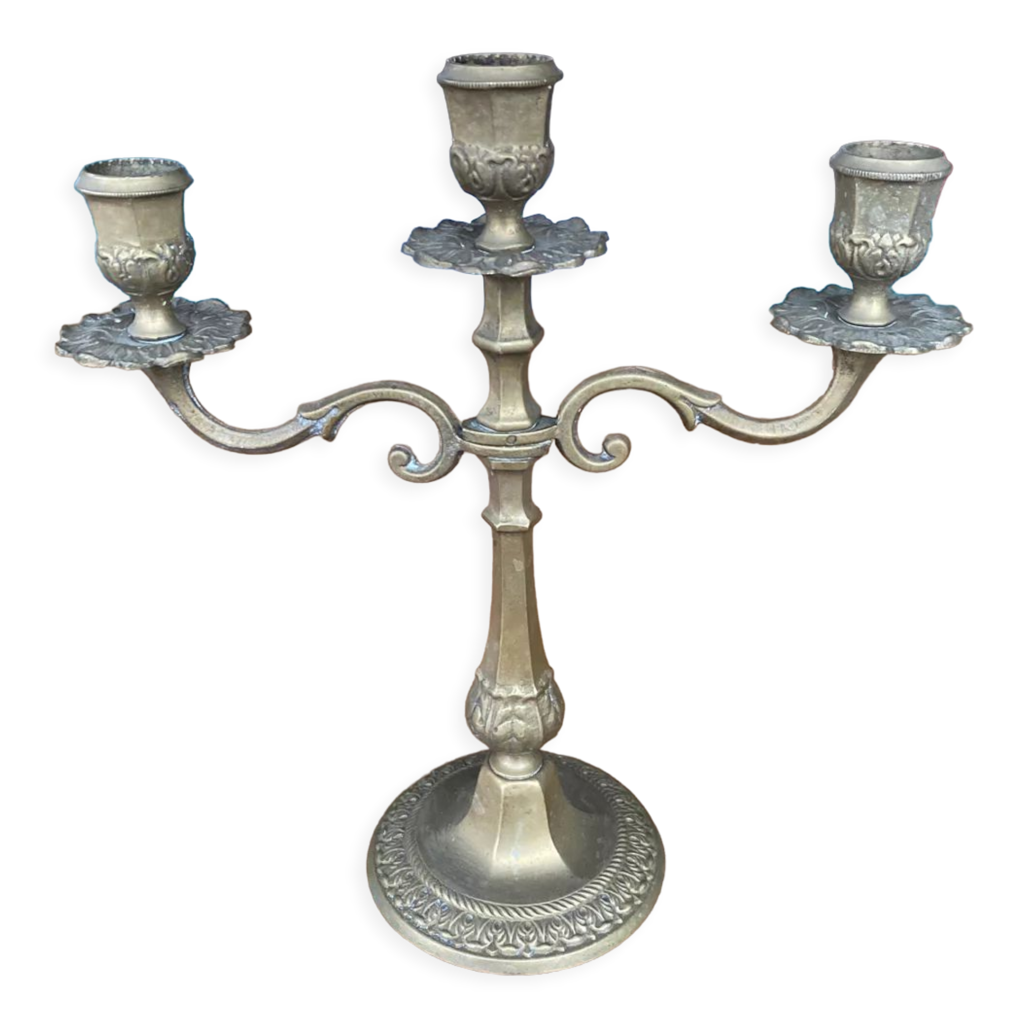 Antique brass candle holder