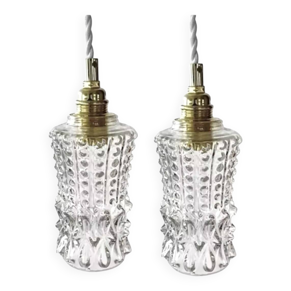 Lampes baladeuses vintage en verre ciselé