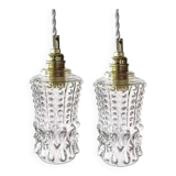 Vintage chiseled glass portable lamps