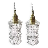 Vintage chiseled glass portable lamps