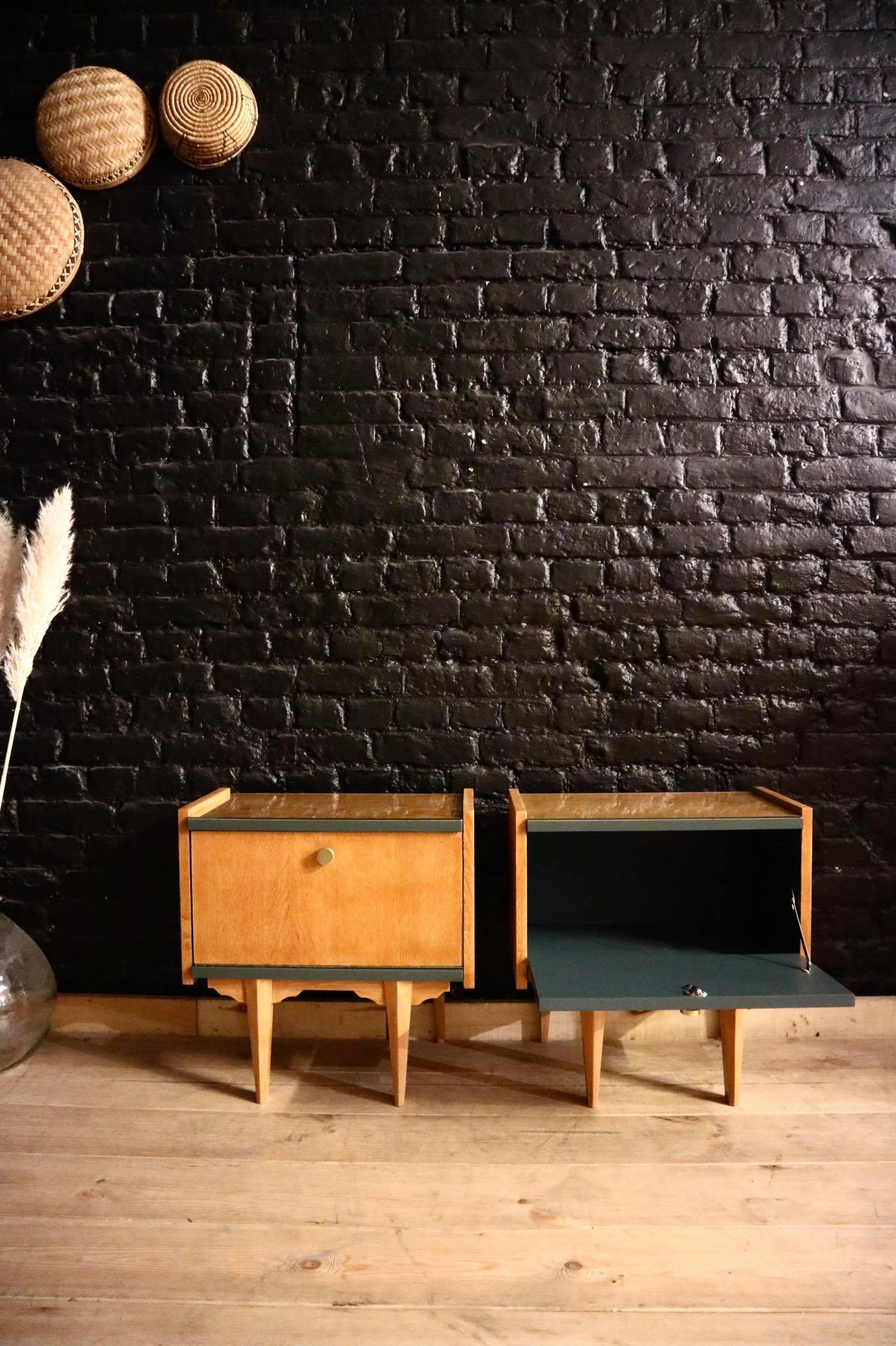 Pair of vintage bedsides