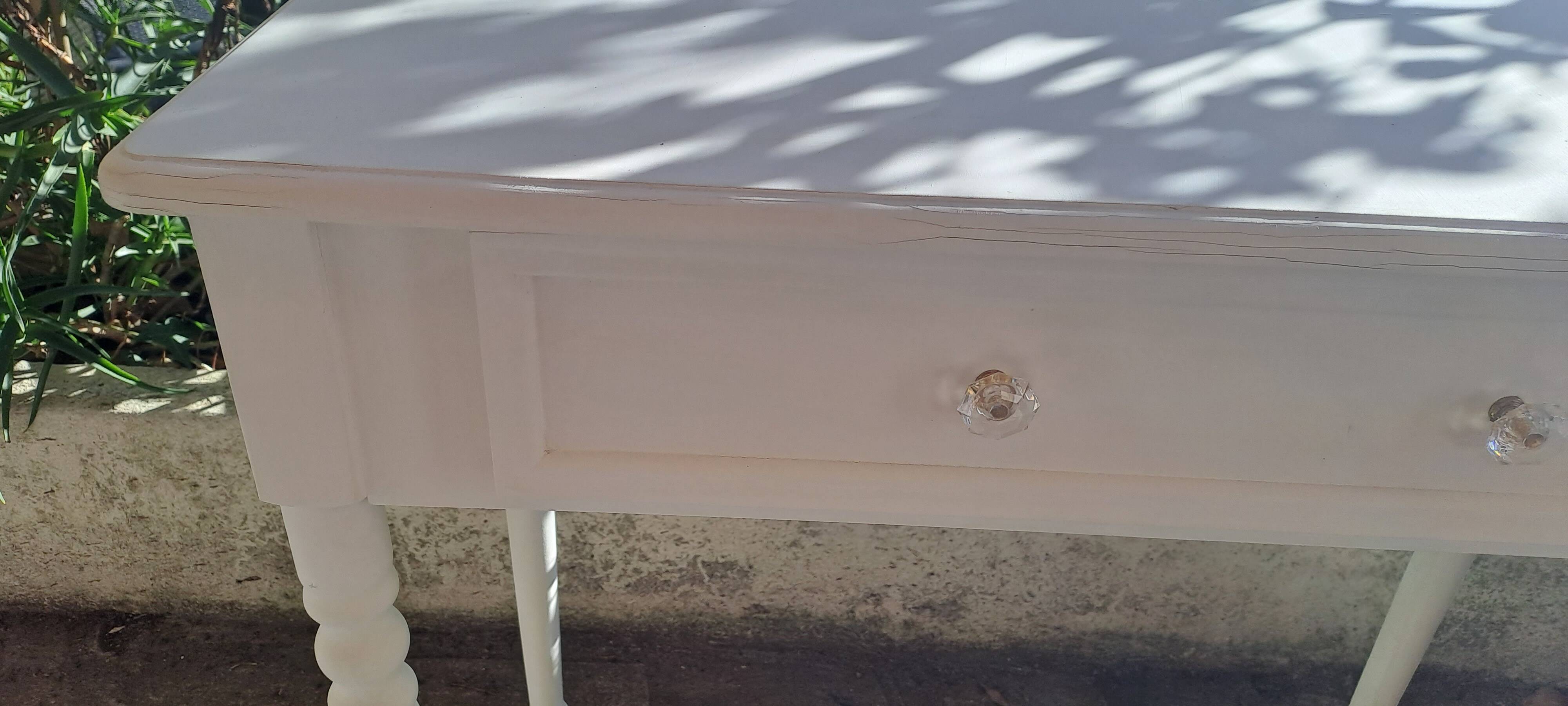 Current dressing table console in white painted wood with one drawer