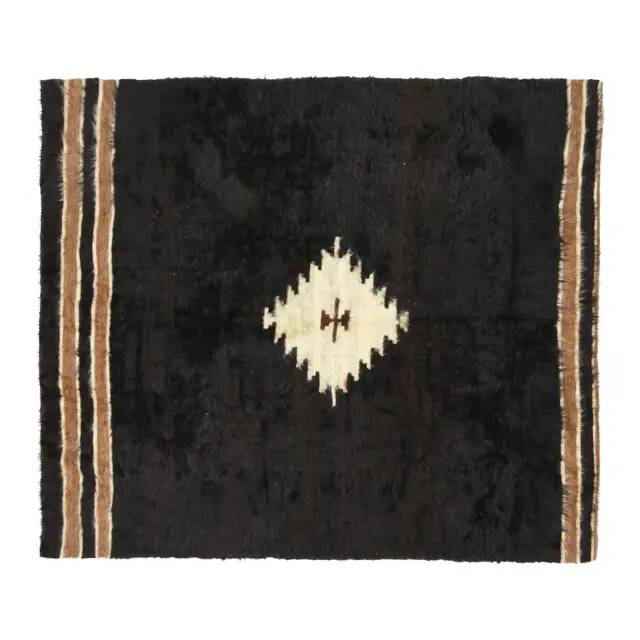 1970s Vintage Turkish Oushak Handmade Wool Cotton Brown Area Rug 146x168