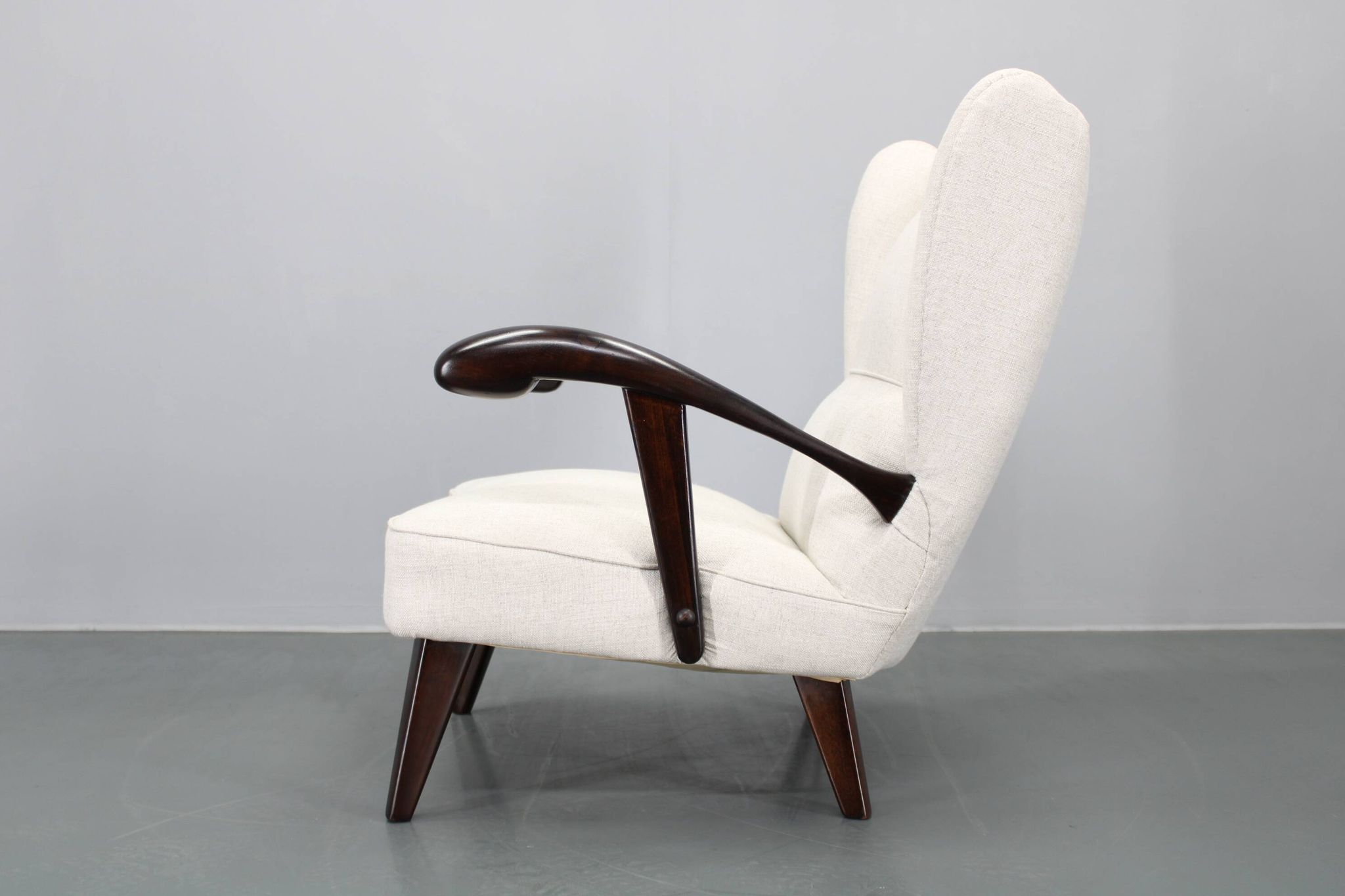 1950s Restored Wing Chair , Czechoslovakia
