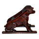 Pair of hardwood library steps with carved dogs, Regency style.