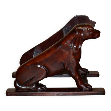 Paire de marches de bibliothèque en bois dur avec chiens sculptés, style Regency