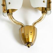 Beautiful large Mid Century Modern wall lamp made of brass and glass