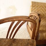 Art Deco Rattan and Teak Living Room Set from the 40s-50s.