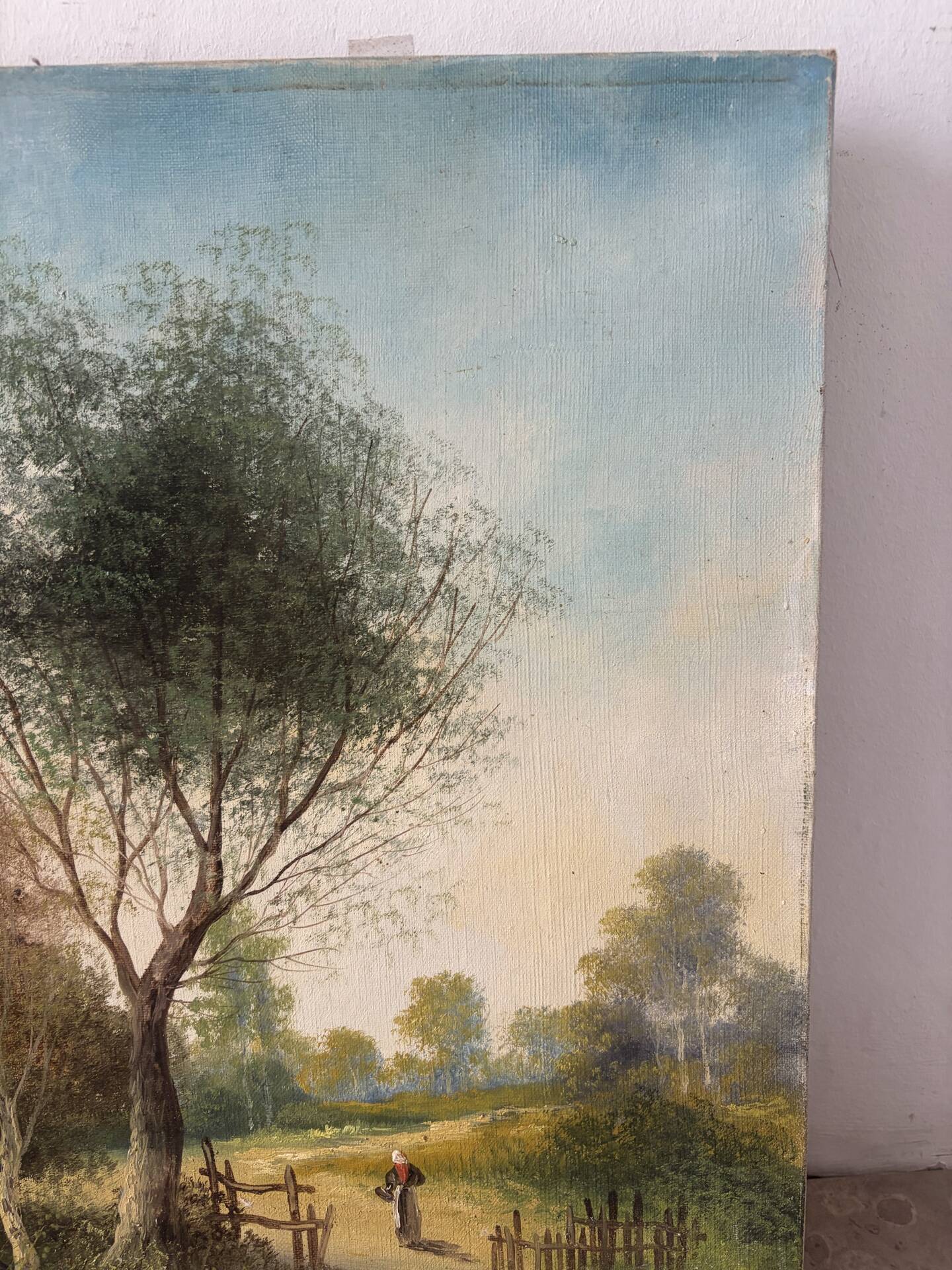Path under the tall trees, oil on canvas signed