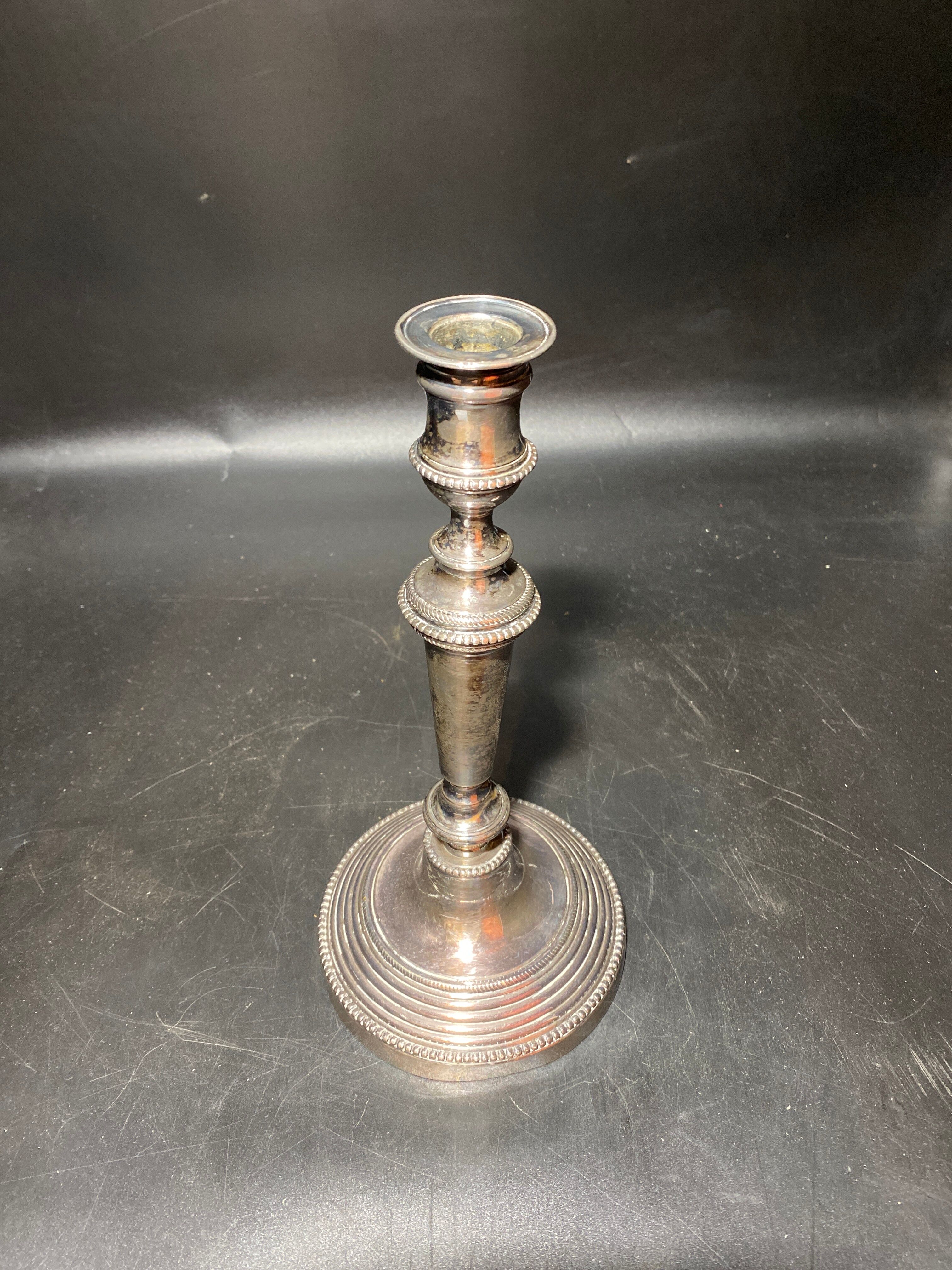 Silver metal candle holder