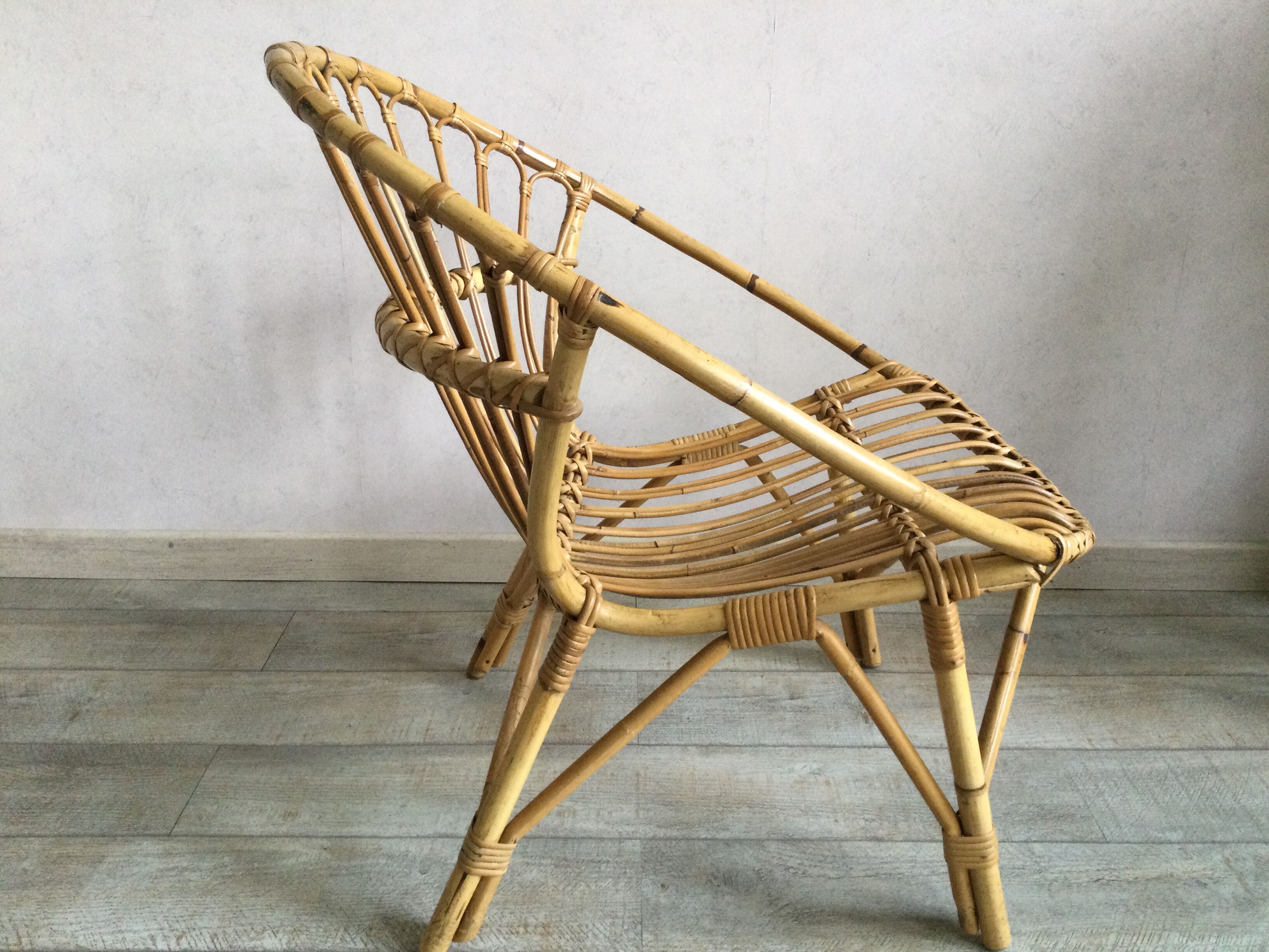 Adult rattan shell armchair