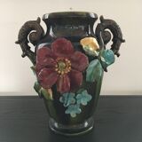 XL vase with floral decoration, slip