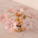 Lovely Murano Vintage Ceiling Light Pink Flowers, 1970s