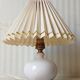 Enamelled terracotta lamp signed, pleated lampshade 1960