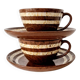 Set of 2 cups + 2 stoneware plates "Mary" - Digoin Sarreguemines Vintage