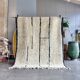 Large Berber M'rirt rug in cream and black wool, Moroccan rug.