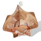 Vintage 60s wooden wood straw hanging lamp