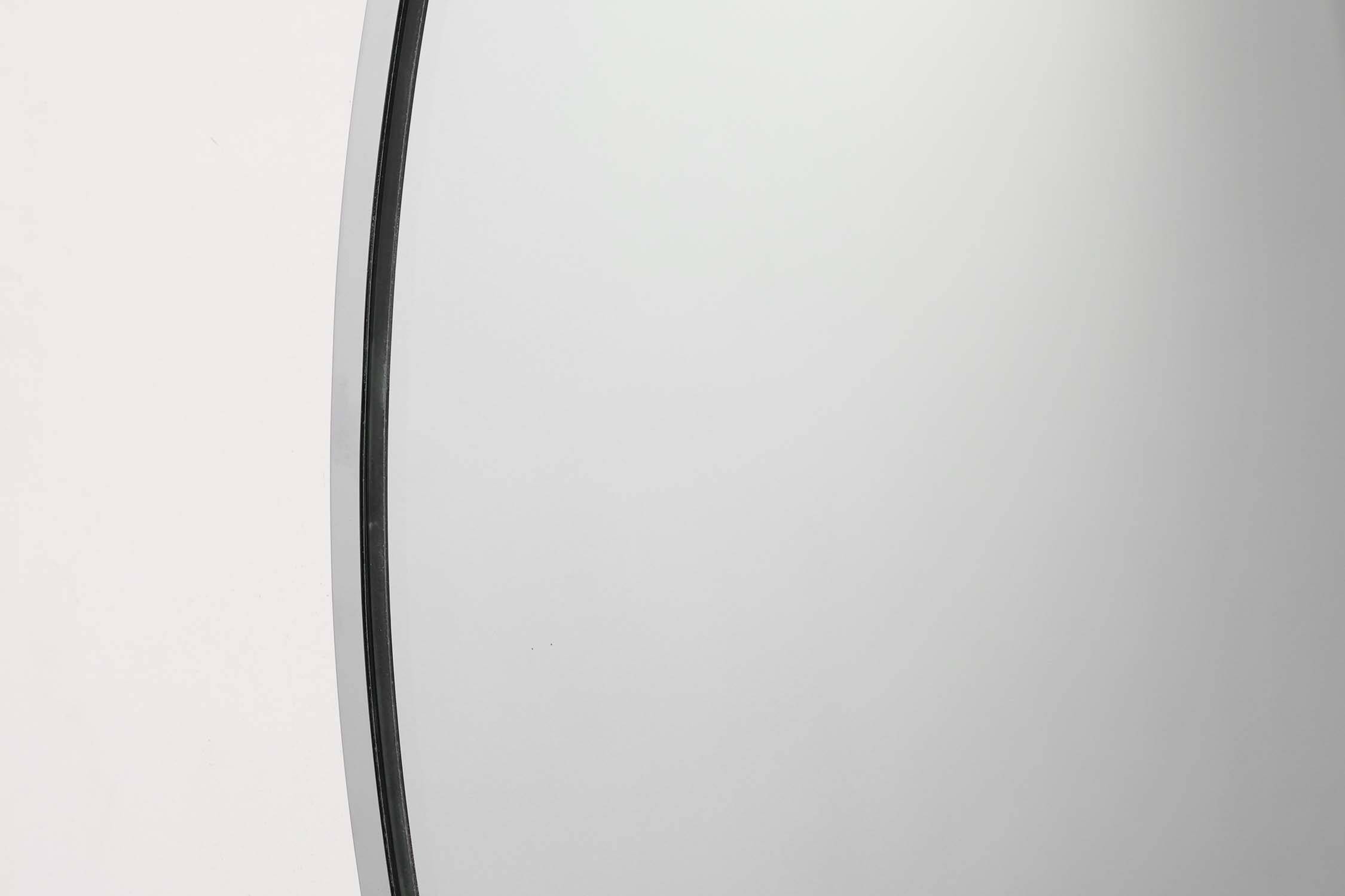 Art Deco Oval Nickel‑Plated Metal Mirror, Belgium, ca. 1925