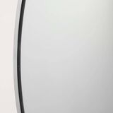 Art Deco Oval Nickel‑Plated Metal Mirror, Belgium, ca. 1925