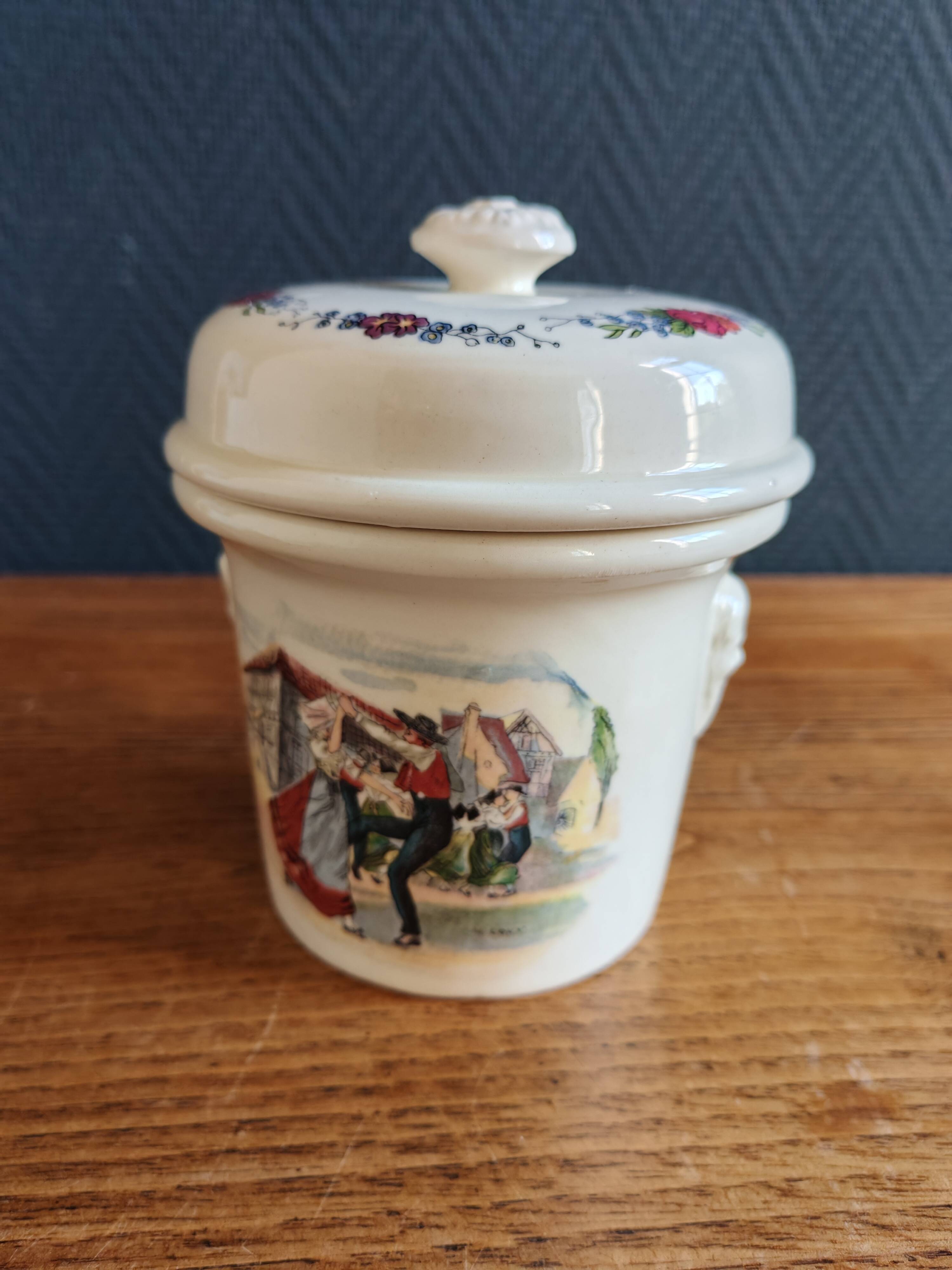 Old-Fashioned Foie Gras Terrine SARREGUEMINES Simplex - Decorated with Alsatian Scenes