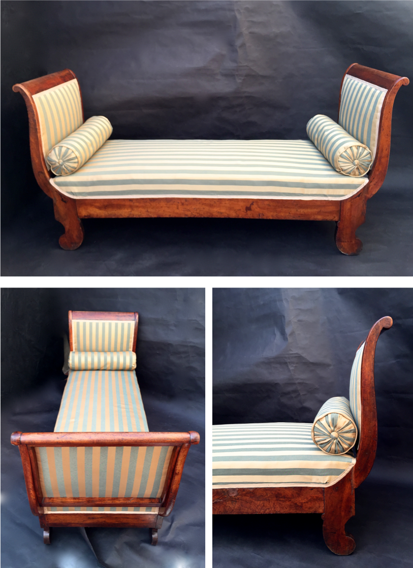 Walnut recamier bench Napoleon III daybed mid-nineteenth century