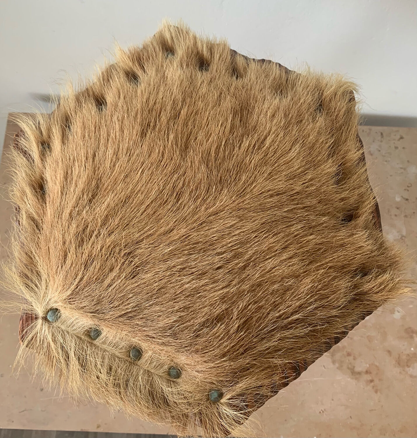 Wood and skin tripod stool