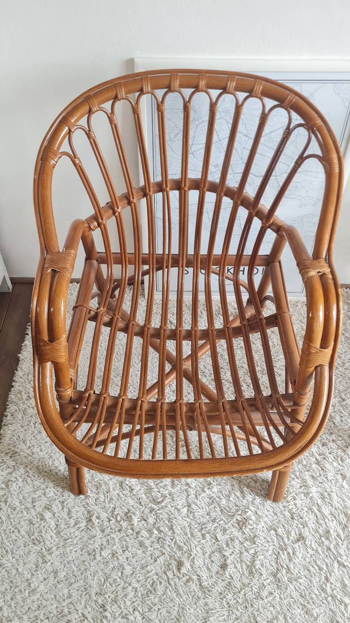 Paire de fauteuils en rotin vintage circa années 70