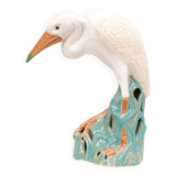 Large Vintage Ceramic Heron Bird Sculpture 1970s