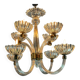 Lustre Vénitien En Verre De Murano Incolore Et Laiton Vers 1950